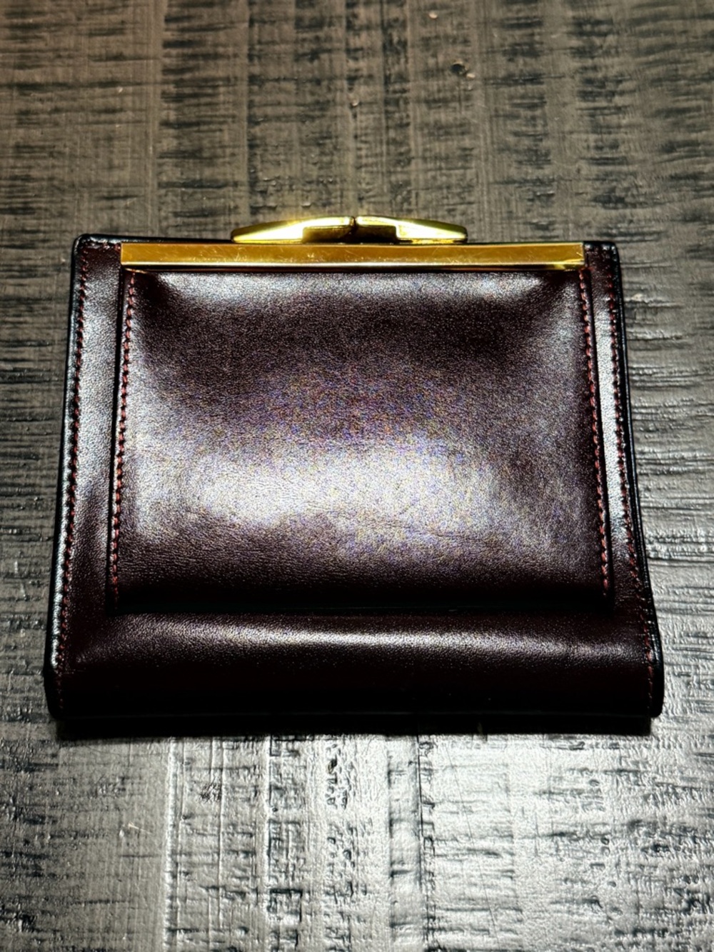 Bosca Burgundy Leather Wallet with Gold Logo - Picture 4 of 10